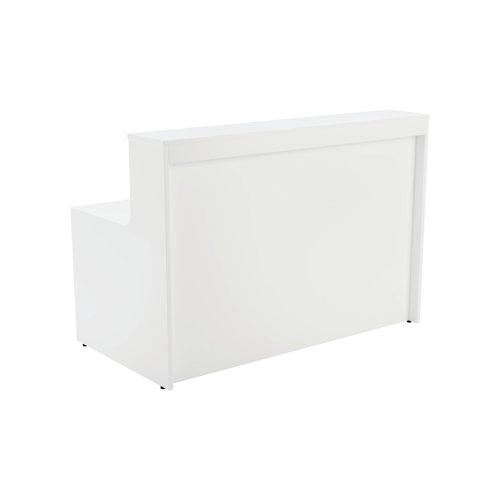 With clean and elegant lines, this Jemini Reception Unit is ideal for use in a variety of reception areas. The modular design features a panel end construction incorporating a fixed riser unit. The unit has a sturdy 25mm thick desktop. This reception unit measures 1400x800x740mm and is finished in White.