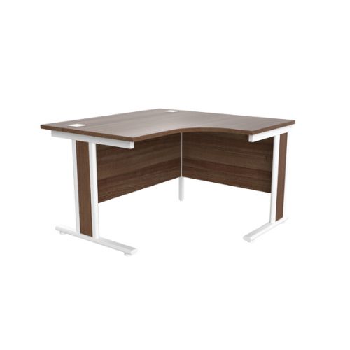 Jemini Walnut White 1200mm Right Hand Radial Cantilever Desk