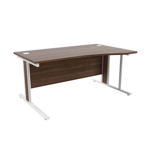 Jemini Walnut White 1600mm Right Hand Wave Desk Kf839934