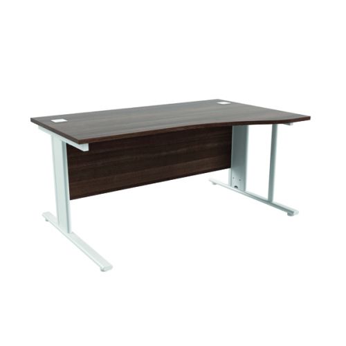 Jemini Walnut White 1600mm Wave Right Hand Desk Kf840126