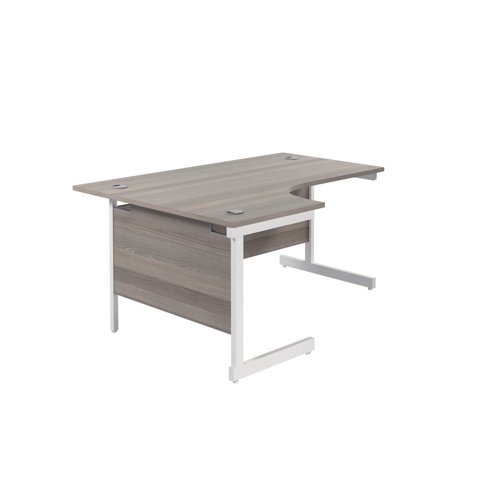 Jemini Radial Left Hand Single Upright Desk 1800x800-1200x730mm Grey Oak/White KF846004