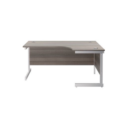 Jemini Radial Right Hand Single Upright Desk 1800x800-1200x730mm Grey Oak/White KF846024