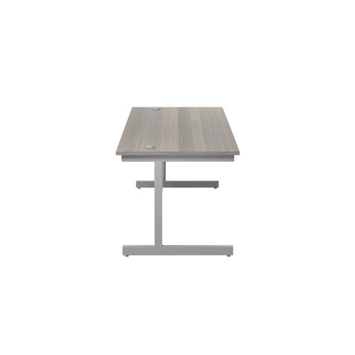 Jemini Single Upright Rectangular Desk 1800x800x730mm Grey Oak/Silver KF846031
