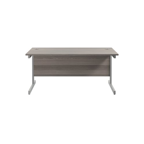Jemini Single Upright Rectangular Desk 1800x800x730mm Grey Oak/Silver KF846031 - KF846031