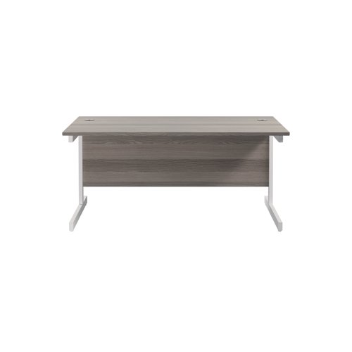 Jemini Single Upright Rectangular Desk 1800x800x730mm Grey Oak/White KF846048