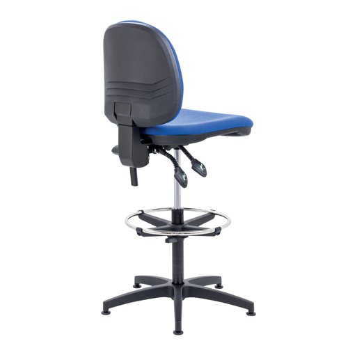 The Jemini Mid Level Draughtsman Chair is perfect for working at high desks and workbenches. The chair is upholstered in Bradbury Pyra fabric and comes with a footrest and a recommended usage time of 8 hours.