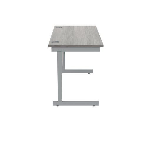 Polaris Rectangular Single Upright Cantilever Desk 1400x800x730mm White/Silver KF882338