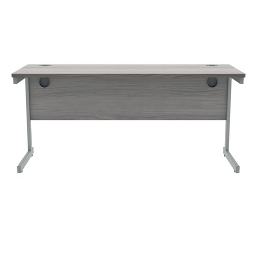 Polaris Rectangular Single Upright Cantilever Desk 1600x600x730mm Alaskan Grey Oak/Silver KF882341