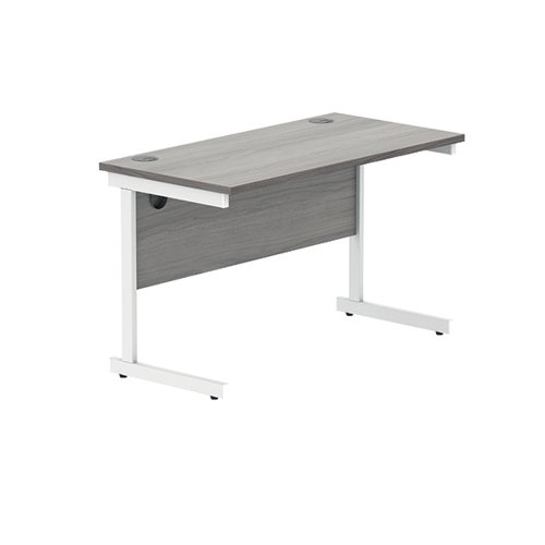 Polaris Rectangular Single Upright Cantilever Desk 1200x600x730mm Alaskan Grey Oak/White KF882343