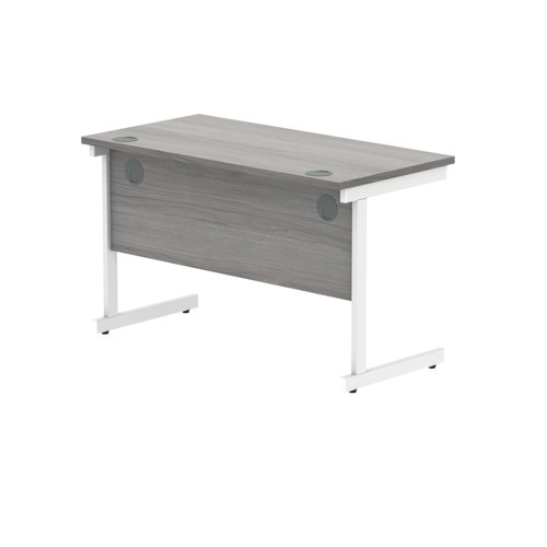 Polaris Rectangular Single Upright Cantilever Desk 1200x600x730mm Alaskan Grey Oak/White KF882343