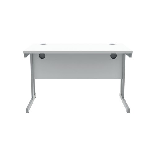 Polaris Rectangular Double Upright Cantilever Desk 1200x800x730mm Arctic White/Silver KF882347