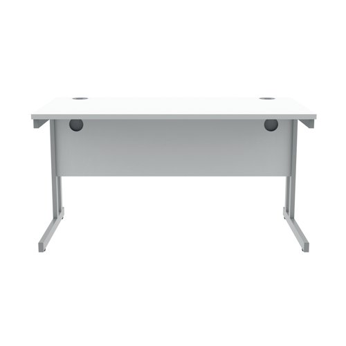 Polaris Rectangular Double Upright Cantilever Desk 1400x800x730mm Arctic White/Silver KF882348