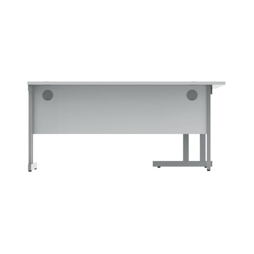 Polaris Left Hand Radial Double Upright Cantilever Desk 1600x1200x730mm Arctic White/Silver KF882350
