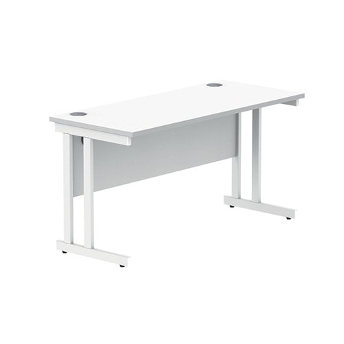 Polaris Rectangular Double Upright Cantilever Desk 1400x600x730mm Arctic White/White KF882353