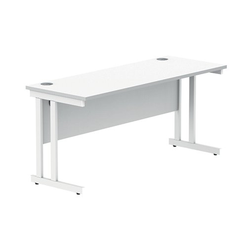 Polaris Rectangular Double Upright Cantilever Desk 1600x600x730mm Arctic White/White KF882354