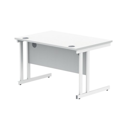 Polaris Rectangular Double Upright Cantilever Desk 1200x800x730mm Arctic White/White KF882355