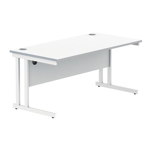 Polaris Rectangular Double Upright Cantilever Desk 1600x800x730mm Arctic White/White KF882357