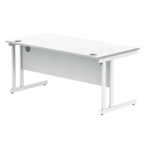 Polaris Rectangular Double Upright Cantilever Desk 1600x800x730mm Arctic White/White KF882357
