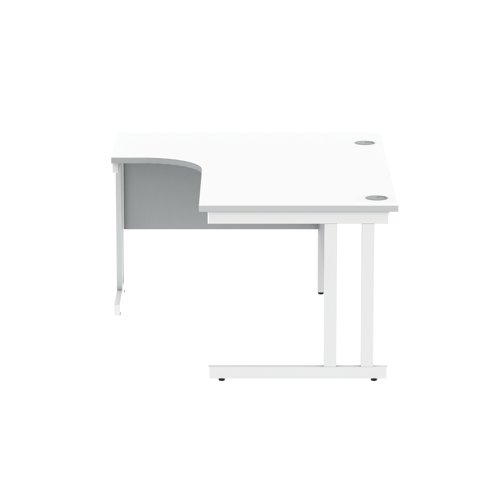 Polaris Left Hand Radial DU Cantilever Desk 1600x1200x730mm Arctic White/White KF882358