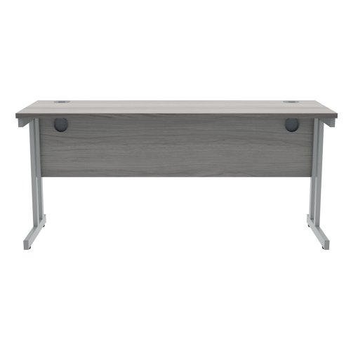 Polaris Rectangular Double Upright Cantilever Desk 1600x600x730mm Alaskan Grey Oak/Silver KF882362