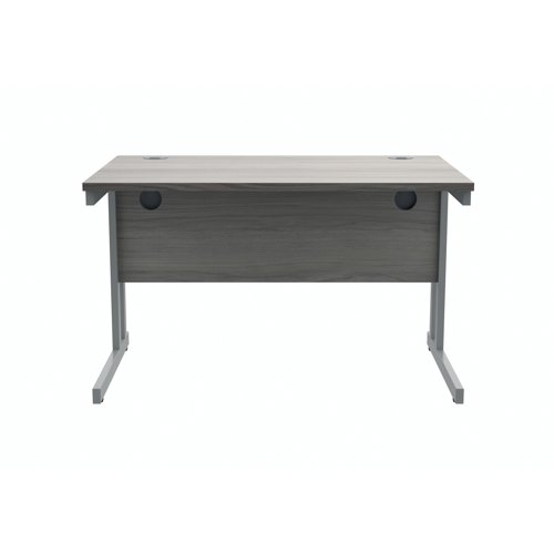 Polaris Rectangular Double Upright Cantilever Desk 1200x800x730mm Alaskan Grey Oak/Silver KF882363