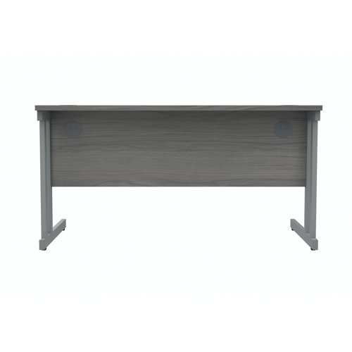 Polaris Rectangular Double Upright Cantilever Desk 1400x800x730mm Alaskan Grey Oak/Silver KF882364