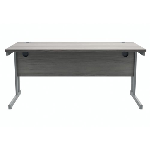 Polaris Rectangular Double Upright Cantilever Desk 1600x800x730mm Alaskan Grey Oak/Silver KF882365