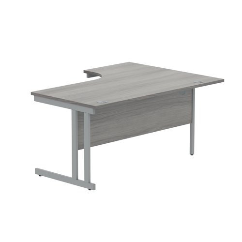 Polaris Left Hand Radial DU Cantilever Desk 1600x1200x730mm Alaskan Grey Oak/Silver KF882366