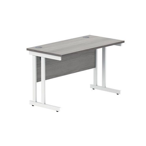 Polaris Rectangular Double Upright Cantilever Desk 1200x600x730mm Alaskan Grey Oak/White KF882368