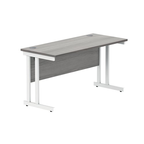 Polaris Rectangular Double Upright Cantilever Desk 1400x600x730mm Alaskan Grey Oak/White KF882369