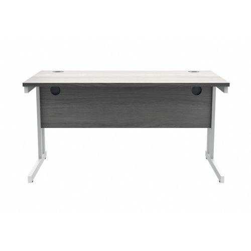 Polaris Rectangular Double Upright Cantilever Desk 1400x800x730mm Alaskan Grey Oak/White KF882370