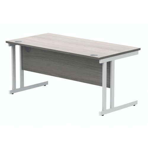 Polaris Rectangular Double Upright Cantilever Desk 1600x800x730mm Alaskan Grey Oak/White KF882371