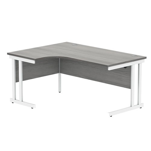 Polaris Left Hand Radial DU Cantilever Desk 1600x1200x730mm Alaskan Grey Oak/White KF882372