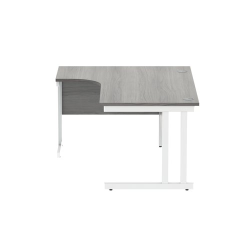 Polaris Left Hand Radial DU Cantilever Desk 1600x1200x730mm Alaskan Grey Oak/White KF882372