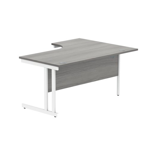 Polaris Right Hand Radial DU Cantilever Desk 1600x1200x730mm Alaskan Grey Oak/White KF882373
