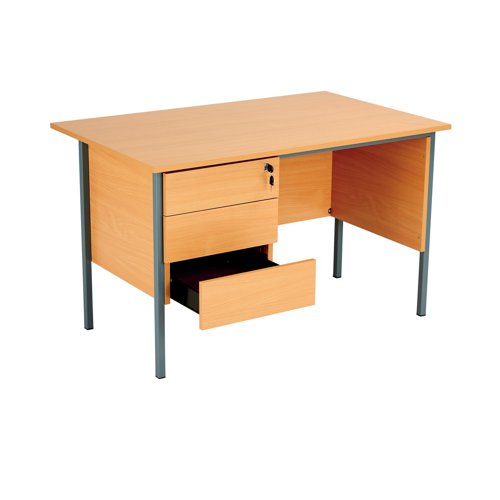 KF882394 Serrion 4 Leg Desk 3 Drawer Pedestal 1200x750x725mm Ellmau Beech KF882394