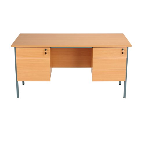 Serrion 4 Leg Double Pedestal Desk 1500x750x725mm Ellmau Beech KF882395 - KF882395