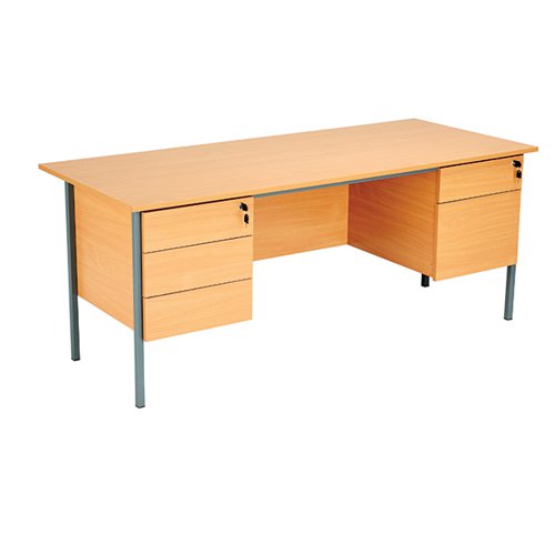 Serrion 4 Leg Desk 1800x750x725mm 2+3 Drawer Pedestal Ellmau Beech KF882397 VOW