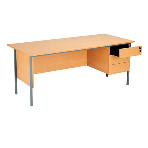 Serrion 4 Leg Desk 1800x750x725mm 3 Drawer Pedestal B Ellmau Beech KF882398 VOW