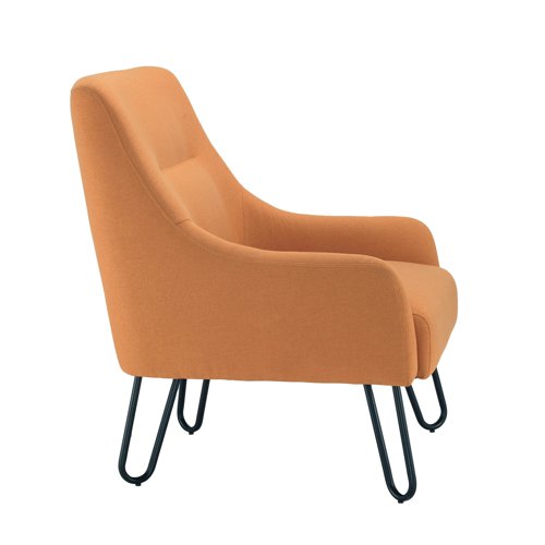 This Jemini reception armchair has a classic Scandinavian design and is ideal for waiting rooms. It has a black, powder-coated 18mm frame and a low, 390mm seat height.