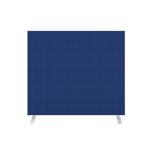 This upholstered floor standing screen is designed to be durable and economic. It is blue with a white trim. It measures W1400 x H1200mm.