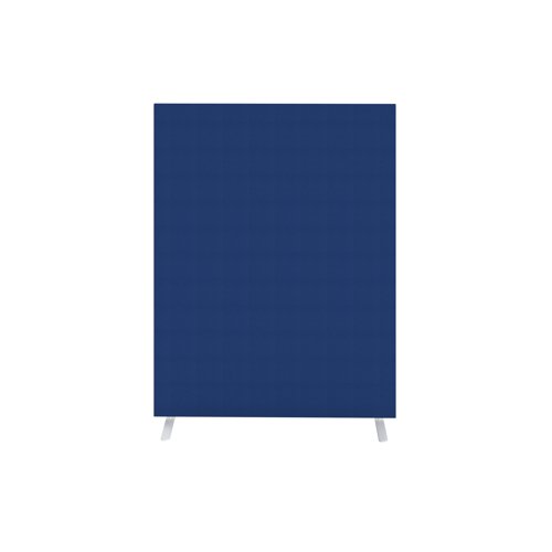 This upholstered floor standing screen is designed to be durable and economic. It is blue with a white trim. It measures W1400 x H1800mm.