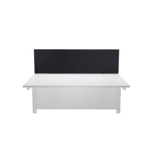 Provide privacy and reduce noise levels between desks with this Jemini Straight Desk Mounted Screen. This screen is designed to be durable and economic. The screen is upholstered with Elfin flame retardant fabric with a protective edge trim. This screen measures 1400x25x400mm in size and comes with a pair of standard desk clamps.