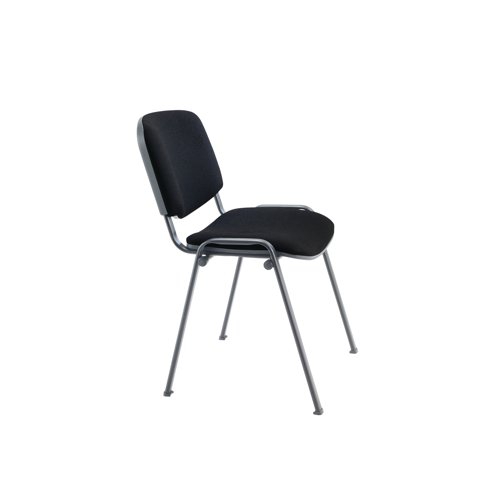 This multipurpose stacker chair is ideal for use in in both public and private sector environments. It stacks four high, making it ideal when storage space is a premium. It has a cushioned seat and back for added comfort and a robust black frame.