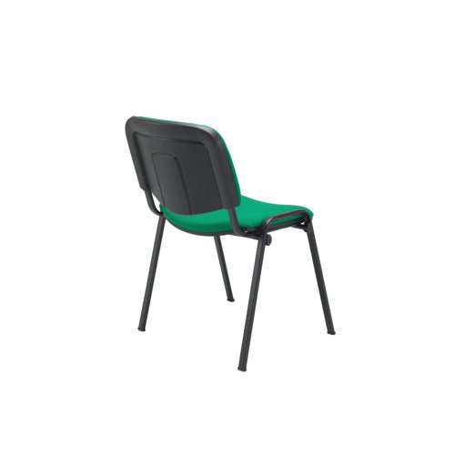 This multipurpose stacker chair is ideal for use in in both public and private sector environments. It stacks four high, making it ideal when storage space is a premium. It has a cushioned seat and back for added comfort and a robust black frame.