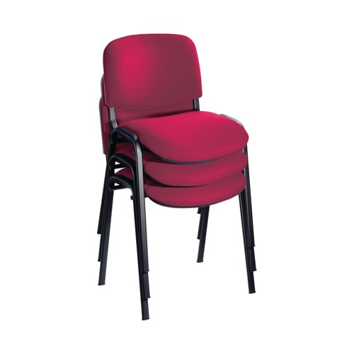 KF90554 | This multipurpose stacking chair is ideal for use in in both public and private sector environments. It stacks four high, making it ideal when storage space is a premium. It has a cushioned seat and back for added comfort and a robust black frame.