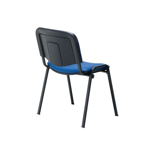 KF90556 | This multipurpose stacker chair is ideal for use in in both public and private sector environments. It stacks four high, making it ideal when storage space is a premium. It has a cushioned seat and back for added comfort and a robust black frame.