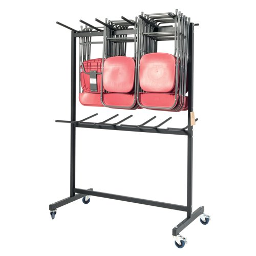 The Titan Folding Chair Trolley is sturdy and has the capacity to hold up to 140 folding chairs. It is easy to assemble and easy to control with two swivel and two fixed castors.