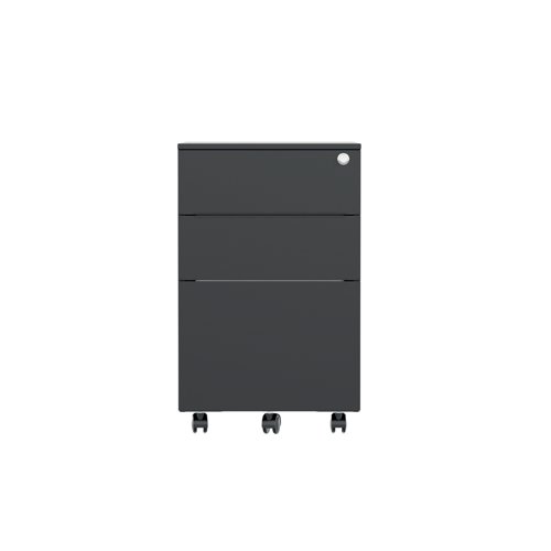 Jemini Contract Steel 3 Drawer Mobile Desk Pedestal 380x470x615mm Black KF90689
