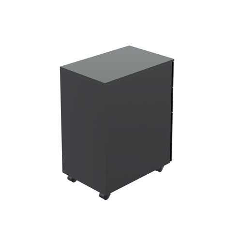 KF90691 Jemini Contract Steel 3 Drawer Mobile Pedestal Slimline 300x470x615mm Black KF90691